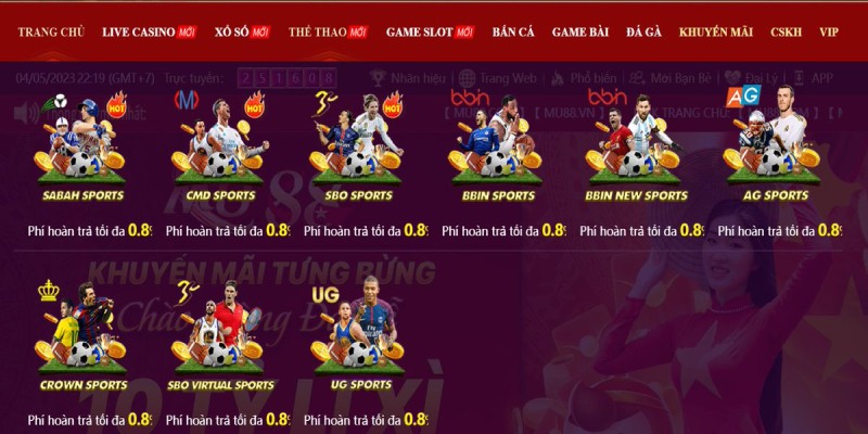 Mu88 cung cấp đa dạng các thể loại cá cược thể thao cho người chơi